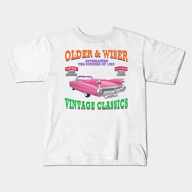 Older & Wiser Vintage Classics Hot Rod Garage Racing Novelty Gift Kids T-Shirt by Airbrush World